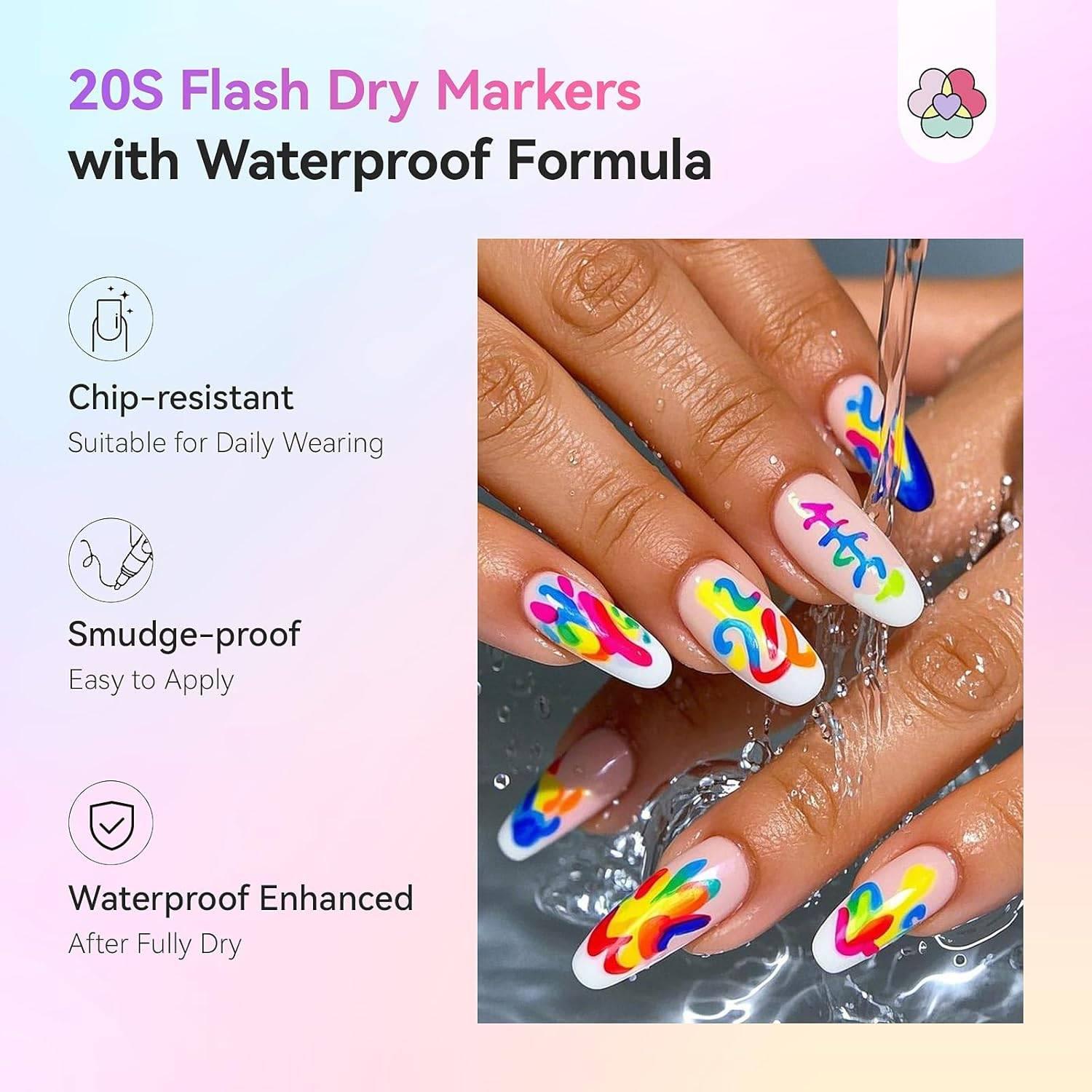 12-Color Nail Art Pen Set with Ultra-Fine 0.5mm Tip, Water-Based Ink – Safe, Quick-Drying, and Waterproof