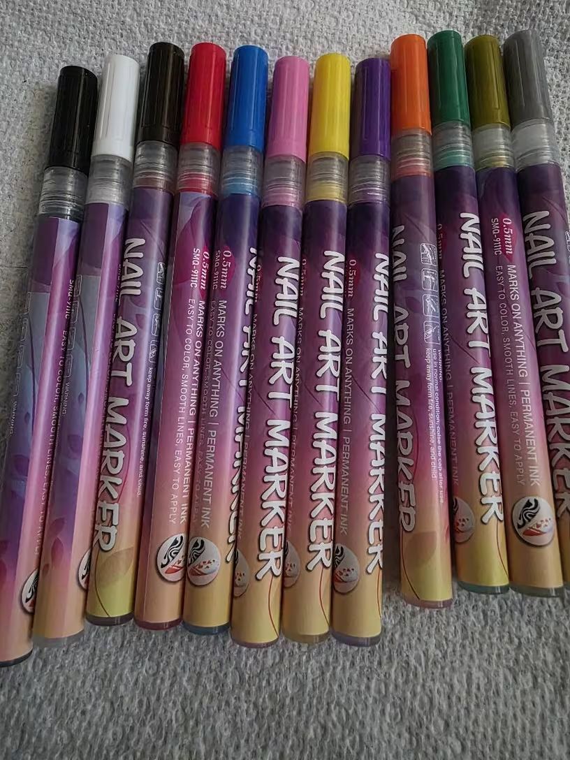 12-Color Nail Art Pen Set with Ultra-Fine 0.5mm Tip, Water-Based Ink – Safe, Quick-Drying, and Waterproof