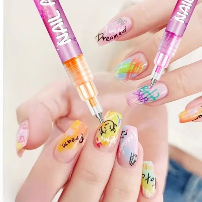 12-Color Nail Art Pen Set with Ultra-Fine 0.5mm Tip, Water-Based Ink – Safe, Quick-Drying, and Waterproof
