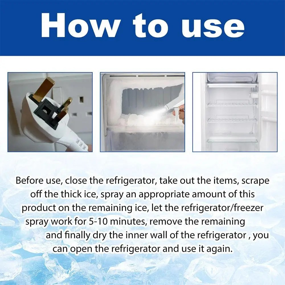 120ml Fast-Acting Fridge Freezer Defrosting Spray, De-Icer Spray for Refrigerator Defroster
