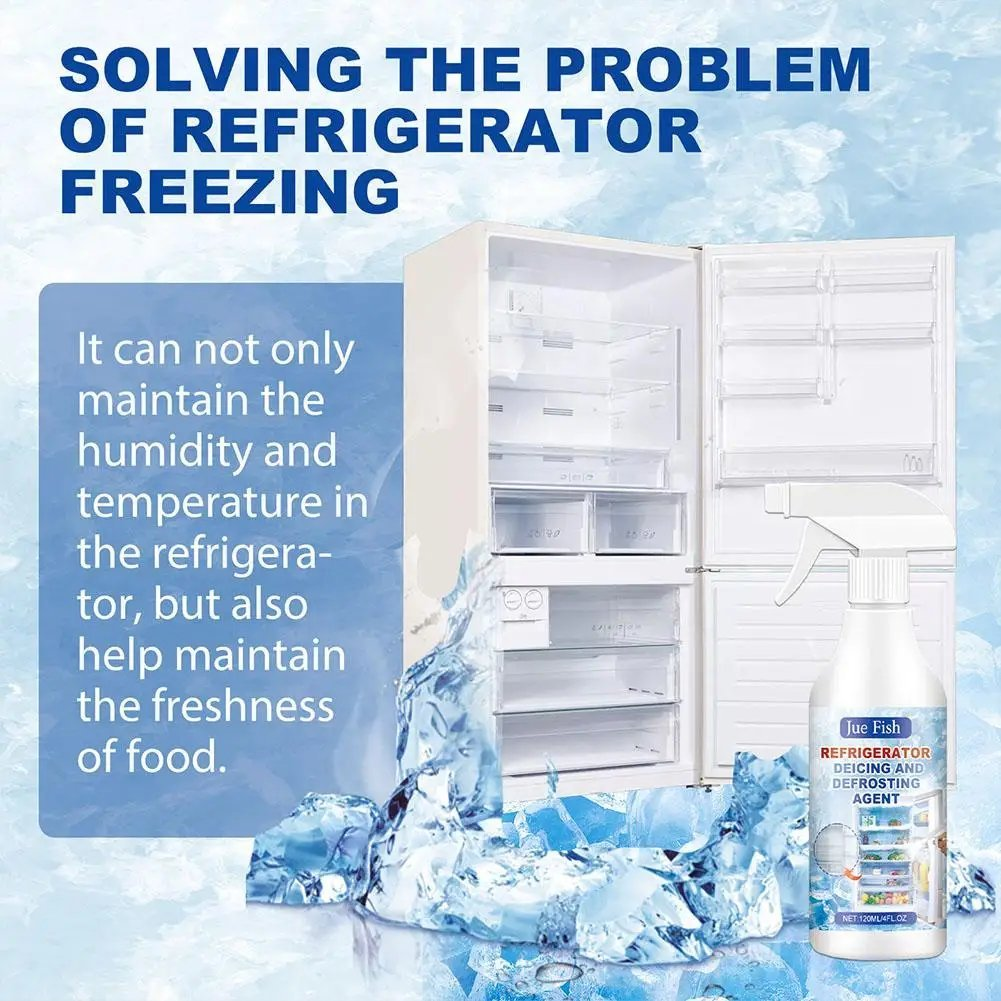 120ml Fast-Acting Fridge Freezer Defrosting Spray, De-Icer Spray for Refrigerator Defroster