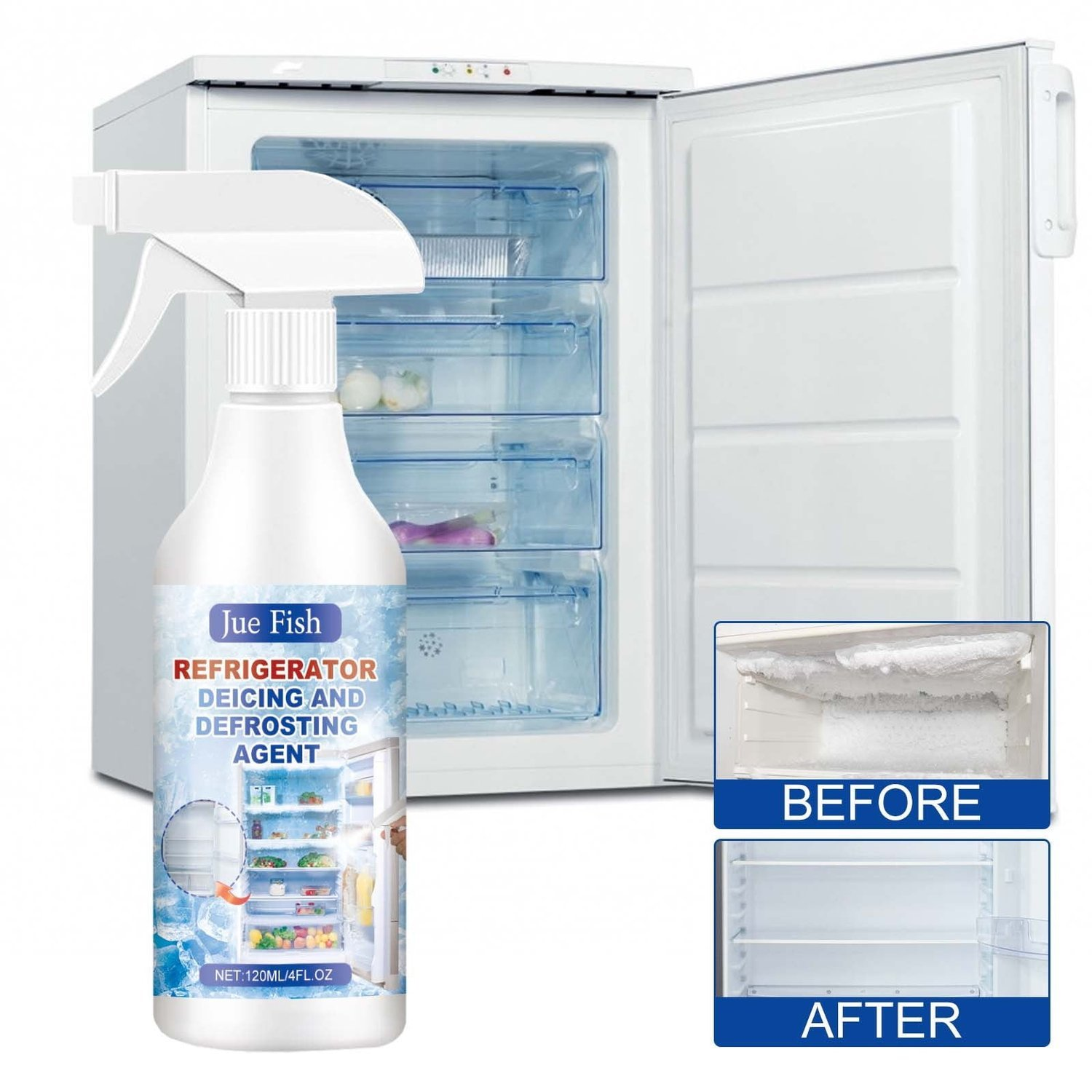 120ml Fast-Acting Fridge Freezer Defrosting Spray, De-Icer Spray for Refrigerator Defroster