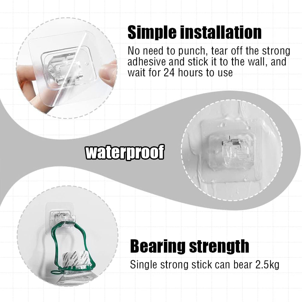 12PCS No Drill Curtain Rod Brackets – Self-Adhesive, Adjustable Design for Easy Installation & Convenient Hanging