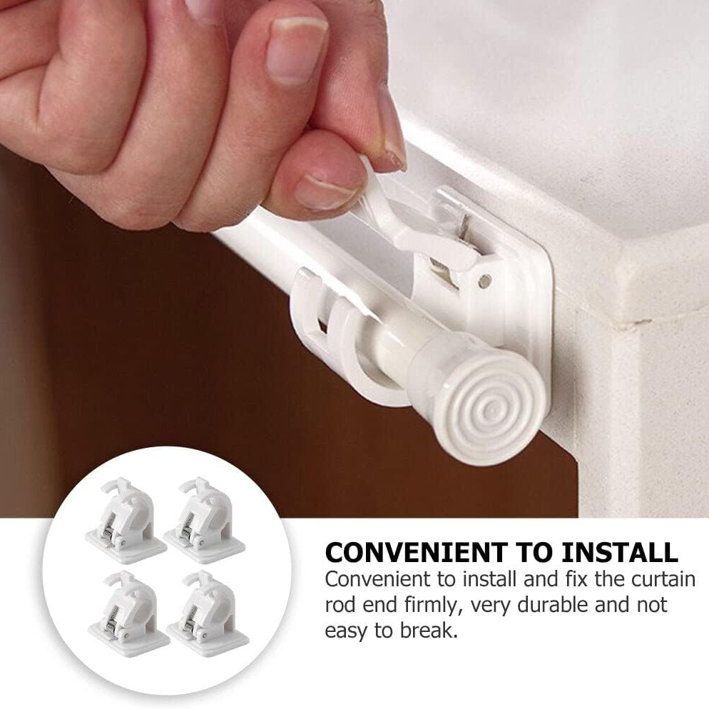 12PCS No Drill Curtain Rod Brackets – Self-Adhesive, Adjustable Design for Easy Installation & Convenient Hanging