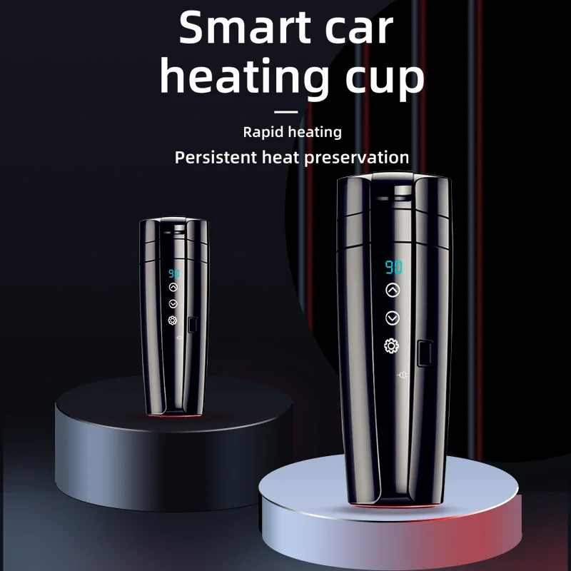 12V 400ml Portable Car Self-Heating Mug – Fast & Efficient Warmer with LCD Display