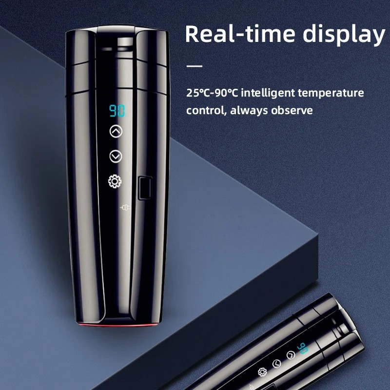 12V 400ml Portable Car Self-Heating Mug – Fast & Efficient Warmer with LCD Display