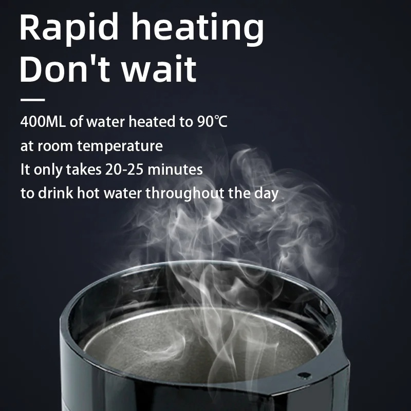 12V 400ml Portable Car Self-Heating Mug – Fast & Efficient Warmer with LCD Display