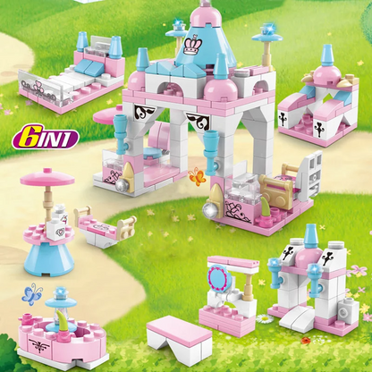 131Pcs 6-in-1 Mini Castle Building Block Kit, Unique Structures Toy, Safe for Ages 6+