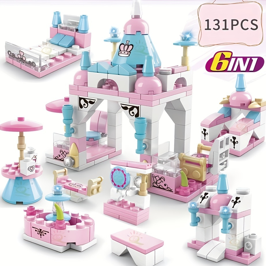 131Pcs 6-in-1 Mini Castle Building Block Kit, Unique Structures Toy, Safe for Ages 6+