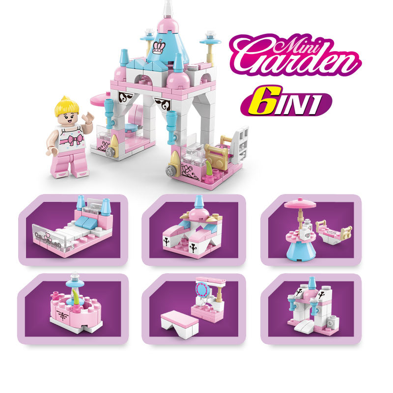 131Pcs 6-in-1 Mini Castle Building Block Kit, Unique Structures Toy, Safe for Ages 6+