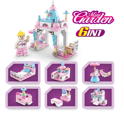 131Pcs 6-in-1 Mini Castle Building Block Kit, Unique Structures Toy, Safe for Ages 6+