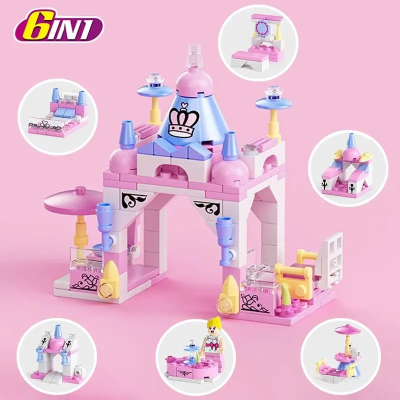 131Pcs 6-in-1 Mini Castle Building Block Kit, Unique Structures Toy, Safe for Ages 6+