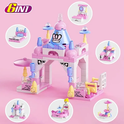 131Pcs 6-in-1 Mini Castle Building Block Kit, Unique Structures Toy, Safe for Ages 6+
