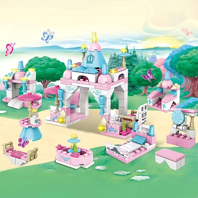 131Pcs 6-in-1 Mini Castle Building Block Kit, Unique Structures Toy, Safe for Ages 6+