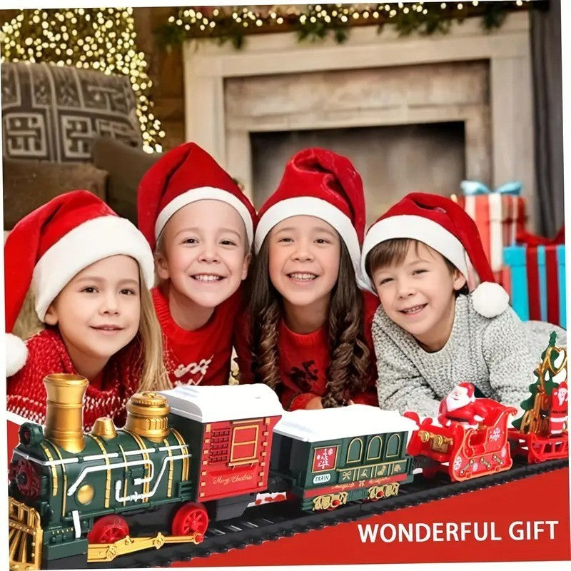 13 Piece Classic Toy Train Set for Kids with Headlight Smoke Realistic Sounds 3 Car Carriage 11 Feet Track Kids Toys Perfect Christmas Gift