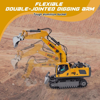 17 Channel Remote Control Fork and Bucket Excavator Construction with Realistic Features Great for Kids and Adults Perfect Christmas Gift