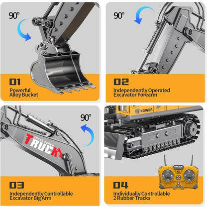 17 Channel Remote Control Fork and Bucket Excavator Construction with Realistic Features Great for Kids and Adults Perfect Christmas Gift