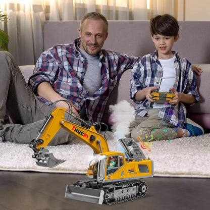17 Channel Remote Control Fork and Bucket Excavator Construction with Realistic Features Great for Kids and Adults Perfect Christmas Gift