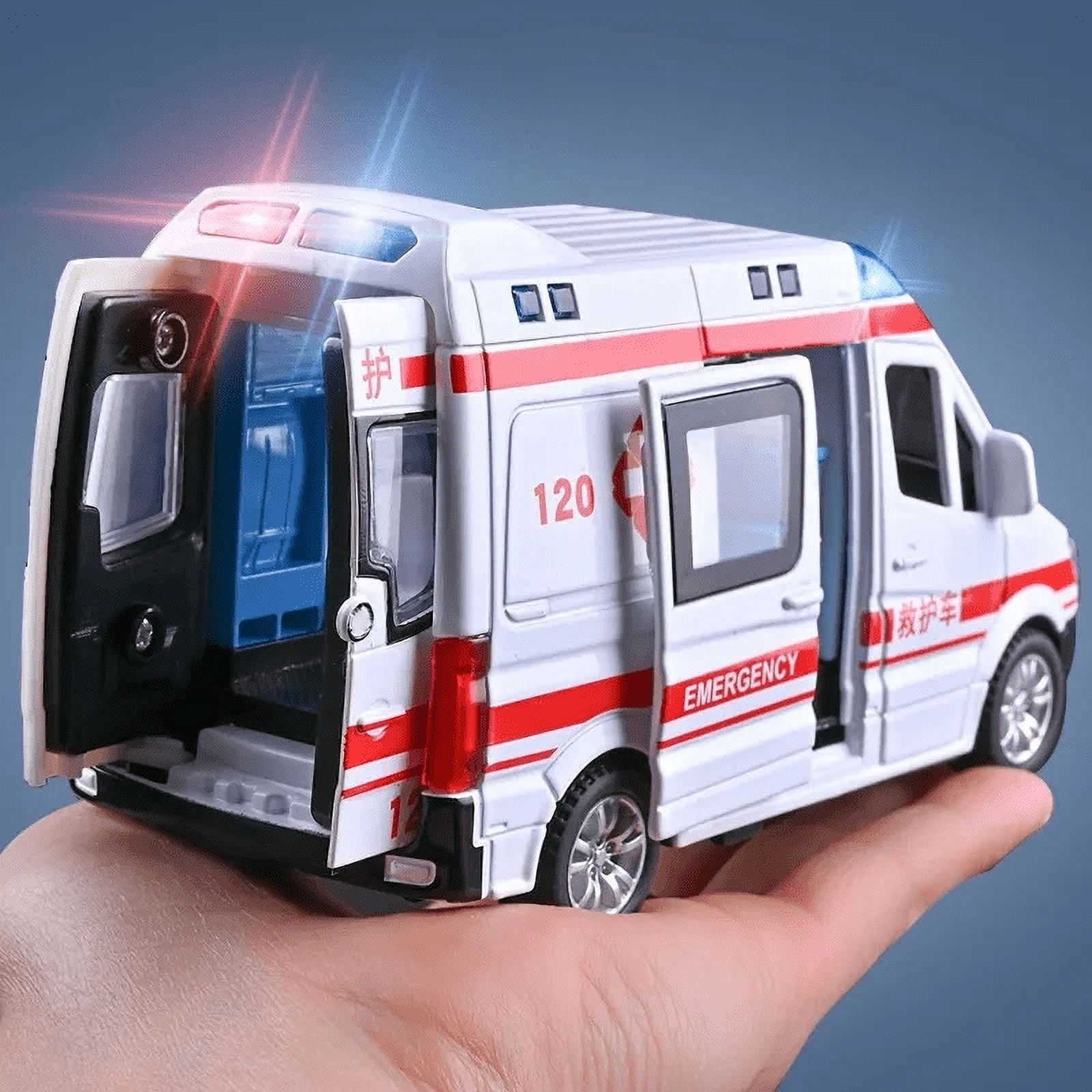 1:32 Mini Ambulance Police Car, Sound & Light Vehicle for Imaginative Kids, Safe for Ages 3+