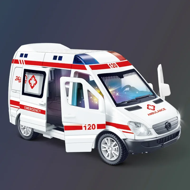 1:32 Mini Ambulance Police Car, Sound & Light Vehicle for Imaginative Kids, Safe for Ages 3+