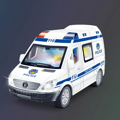 1:32 Mini Ambulance Police Car, Sound & Light Vehicle for Imaginative Kids, Safe for Ages 3+