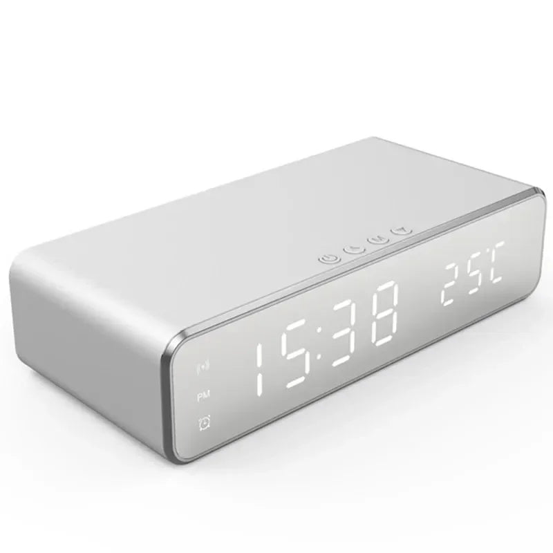 2-in-1 Alarm Clock with Wireless Charging, LED Display, Fast 5W Qi Charging, Power Saving Mode