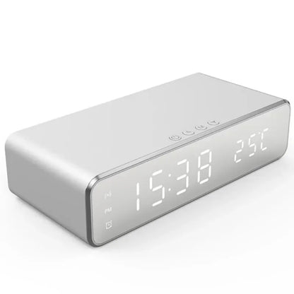2-in-1 Alarm Clock with Wireless Charging, LED Display, Fast 5W Qi Charging, Power Saving Mode