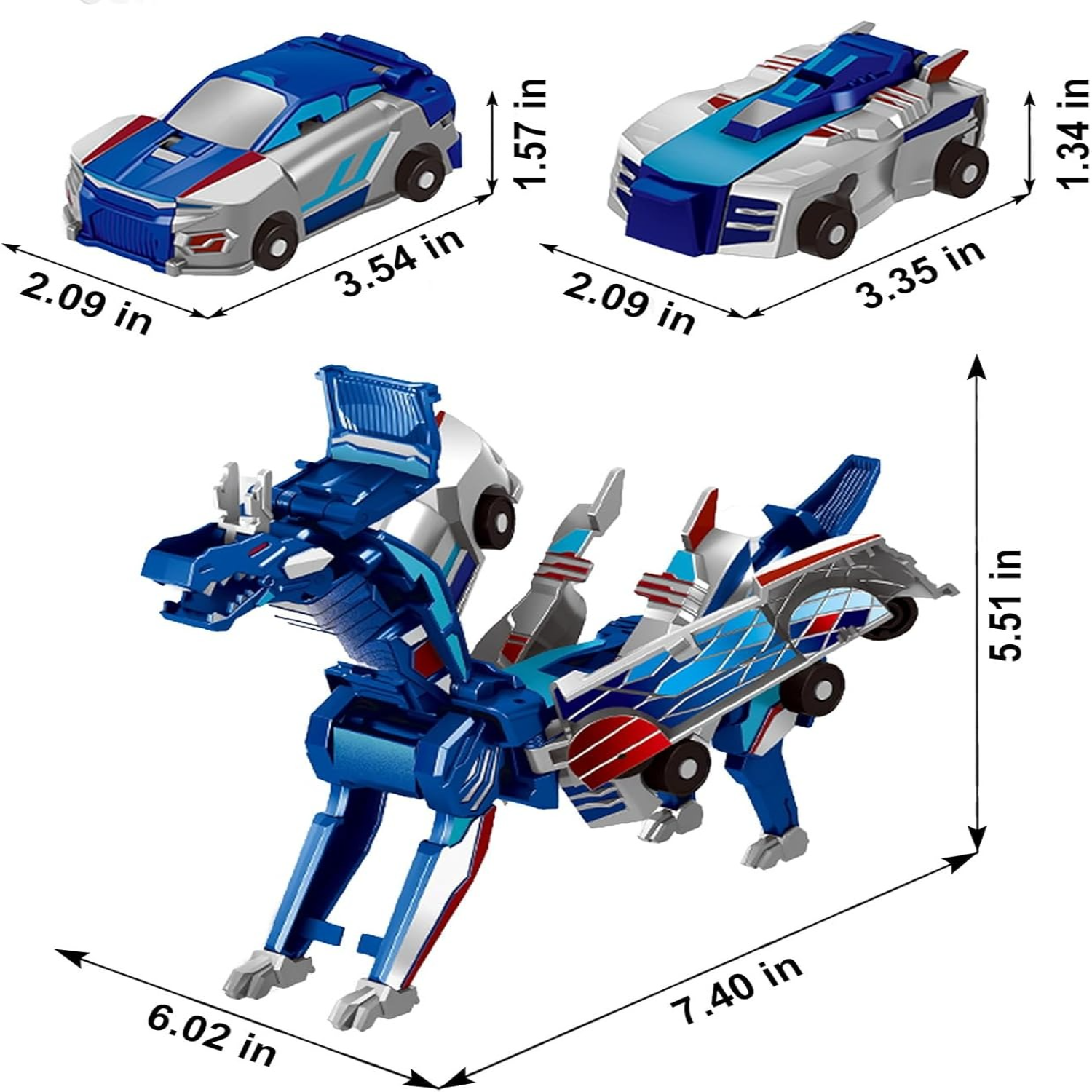 2-in-1 Collision Transforming Dinosaur Car with Automatic Collision Transformation, Manual Play, Safe for Ages 3+