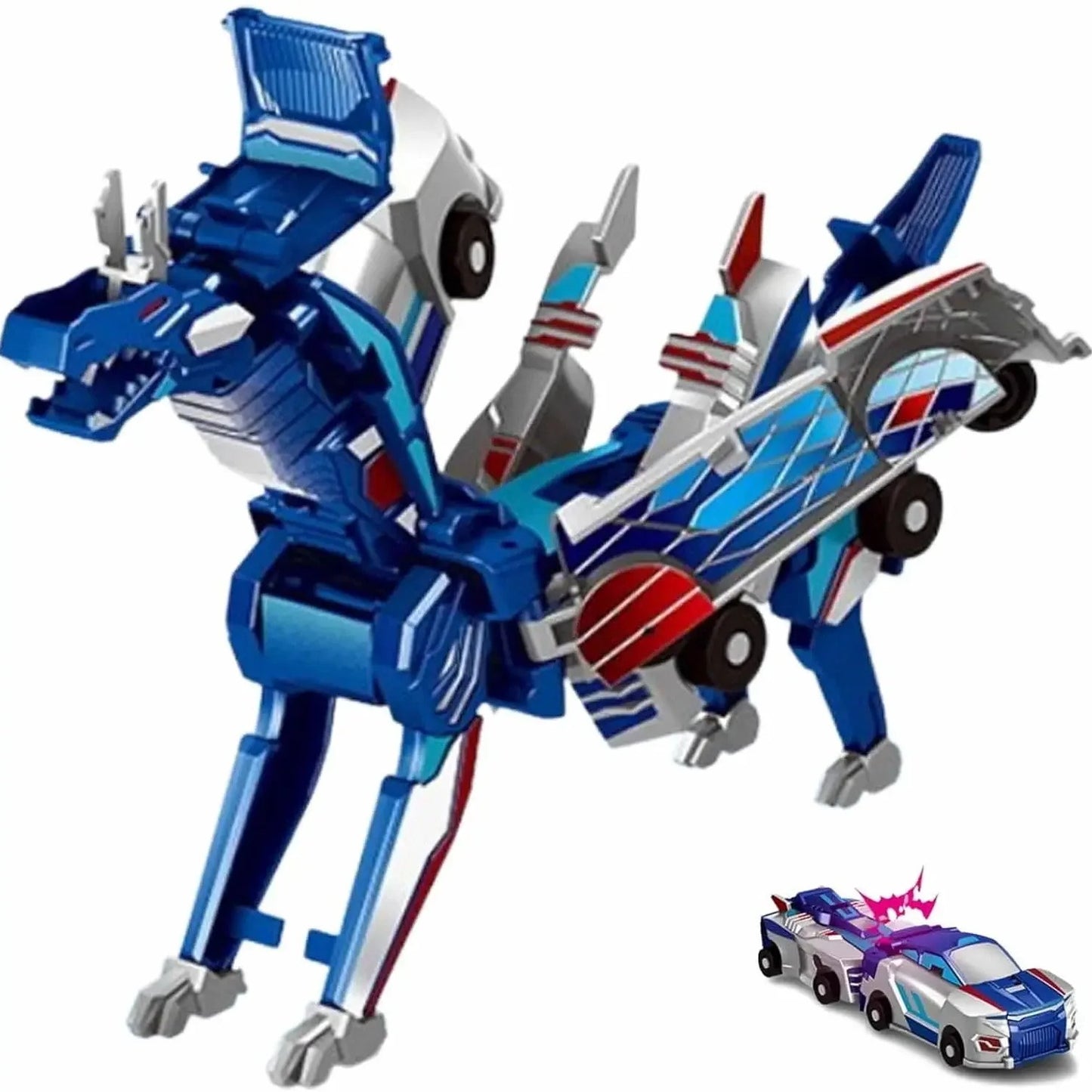 2-in-1 Collision Transforming Dinosaur Car with Automatic Collision Transformation, Manual Play, Safe for Ages 3+
