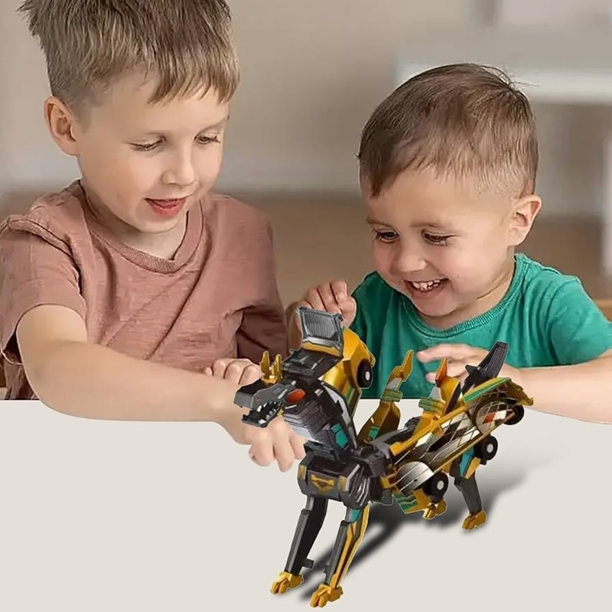 2-in-1 Collision Transforming Dinosaur Car with Automatic Collision Transformation, Manual Play, Safe for Ages 3+