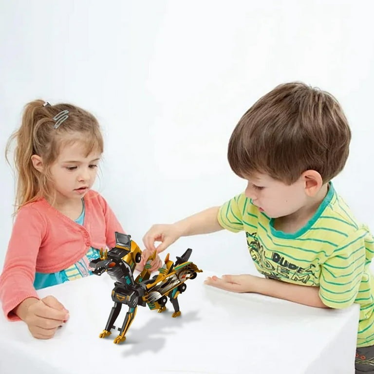 2-in-1 Collision Transforming Dinosaur Car with Automatic Collision Transformation, Manual Play, Safe for Ages 3+