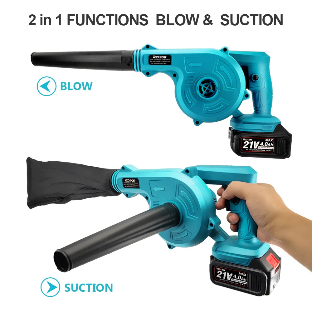 2-in-1 Cordless Leaf Blower & Vacuum – Portable Electric Garden Blower with Strong Suction for Yard Cleaning & Debris Removal