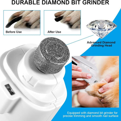 2-in-1 Electric Dog Nail Grinder & Clipper with LED Lights, Low Noise & Low Vibration