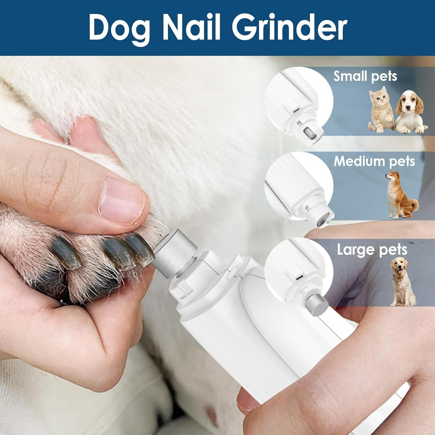 2-in-1 Electric Dog Nail Grinder & Clipper with LED Lights, Low Noise & Low Vibration