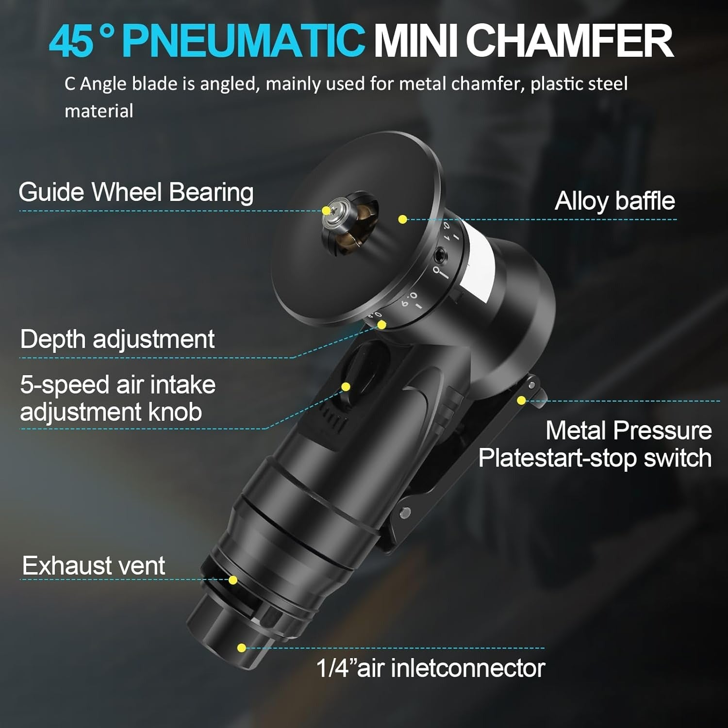 2-in-1 Mini Pneumatic Chamfering Tool – Compact Air-Powered Deburring & Edge Grinding Tool for Precision Metalwork