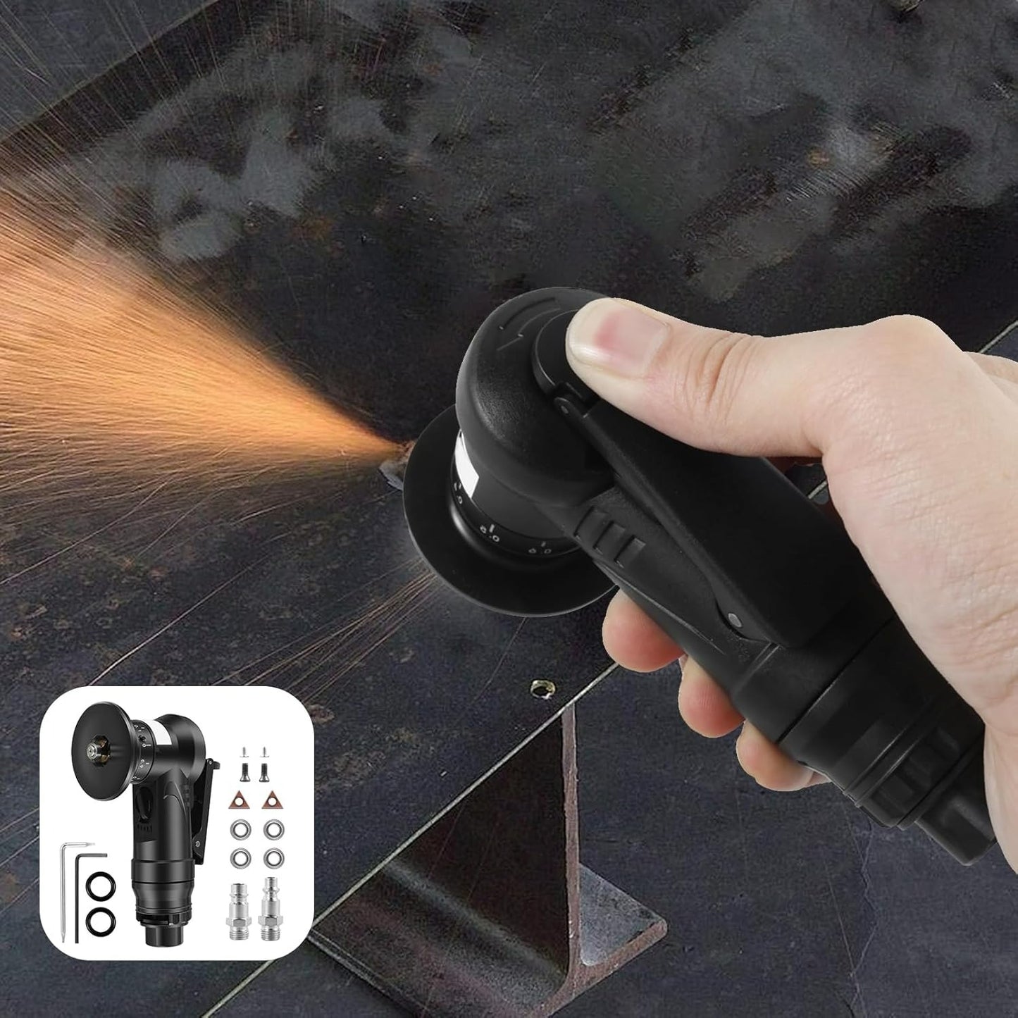 2-in-1 Mini Pneumatic Chamfering Tool – Compact Air-Powered Deburring & Edge Grinding Tool for Precision Metalwork