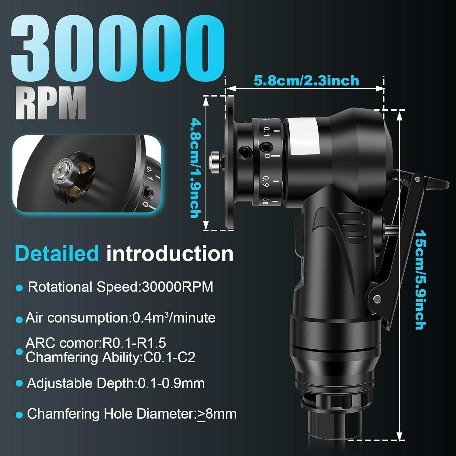2-in-1 Mini Pneumatic Chamfering Tool – Compact Air-Powered Deburring & Edge Grinding Tool for Precision Metalwork