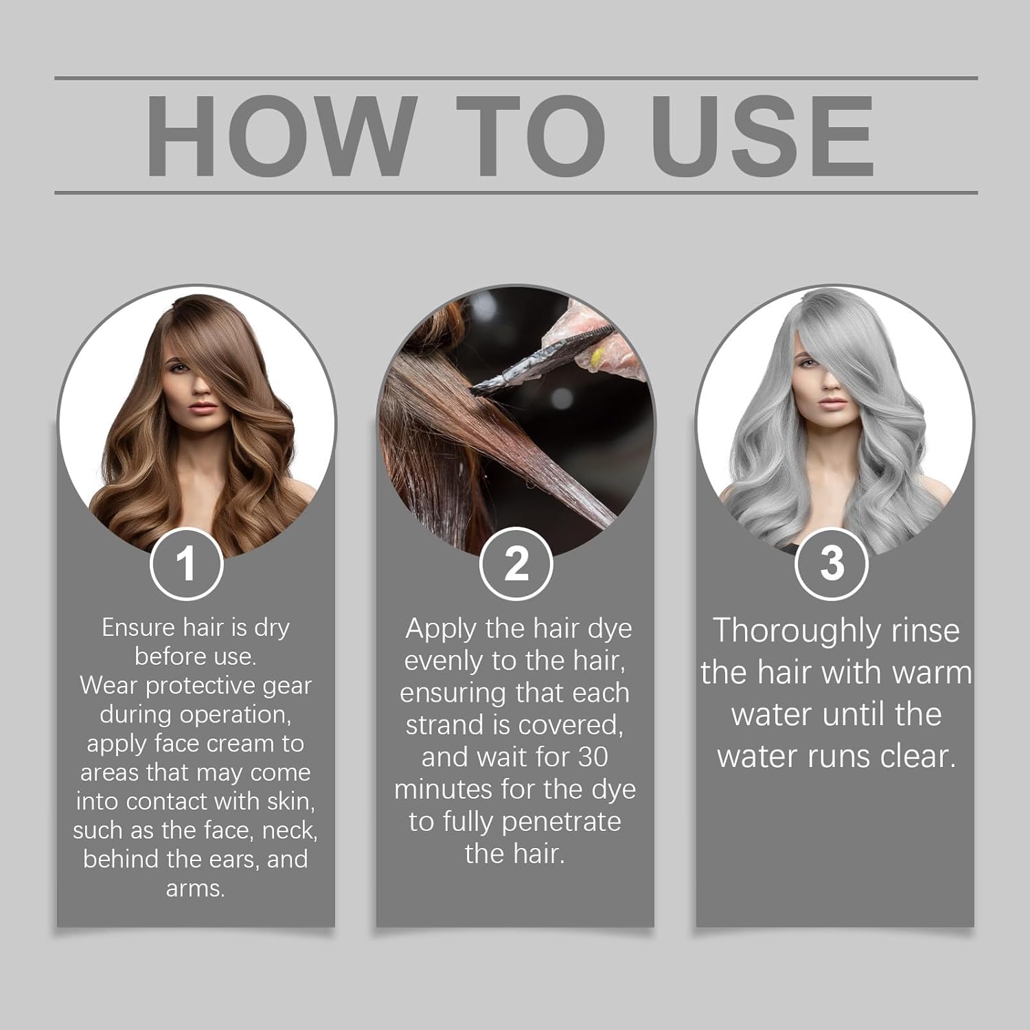 2-in-1 Natural Extract Silver Hair Color Cream with Trendy Silver Effect, Plant-Based Ingredients, and Easy At-Home Use