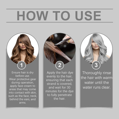 2-in-1 Natural Extract Silver Hair Color Cream with Trendy Silver Effect, Plant-Based Ingredients, and Easy At-Home Use