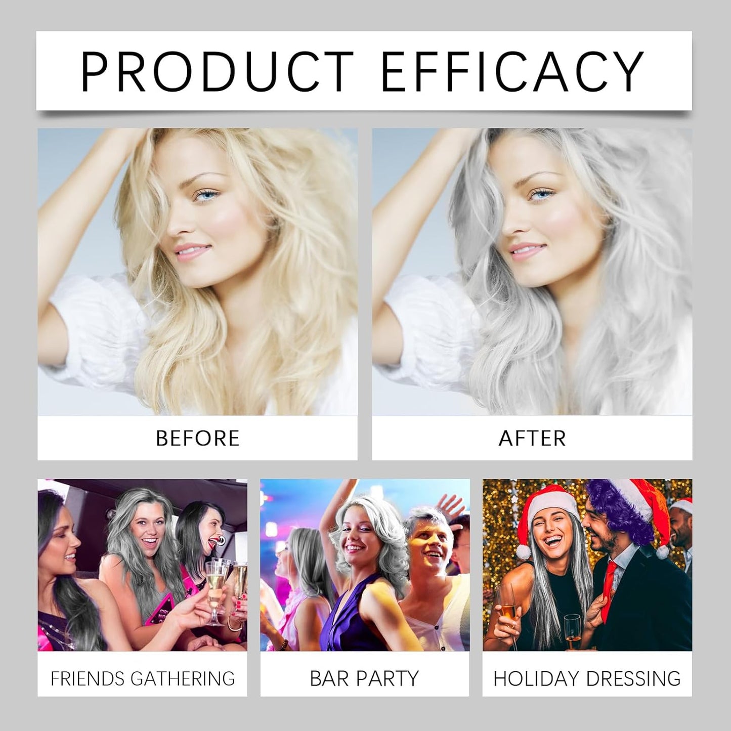 2-in-1 Natural Extract Silver Hair Color Cream with Trendy Silver Effect, Plant-Based Ingredients, and Easy At-Home Use