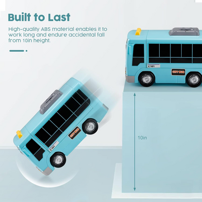 2-in-1 School Bus Driving Toy with Sound and Light, Simulation Steering Wheel Gear, Safe for Ages 3+