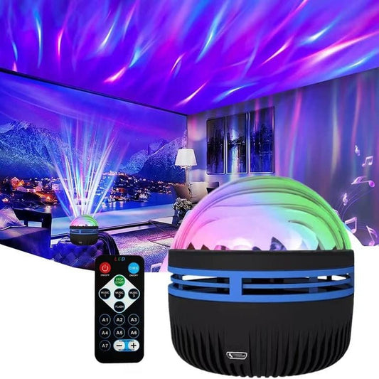 2-in-1 Starry Night Light Projector with Northern Lights and Ocean Waves, 7 Color Modes, and Remote Control