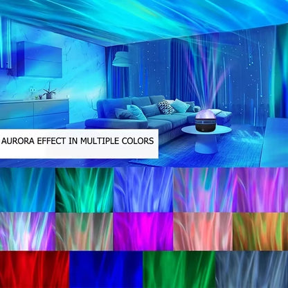 2-in-1 Starry Night Light Projector with Northern Lights and Ocean Waves, 7 Color Modes, and Remote Control