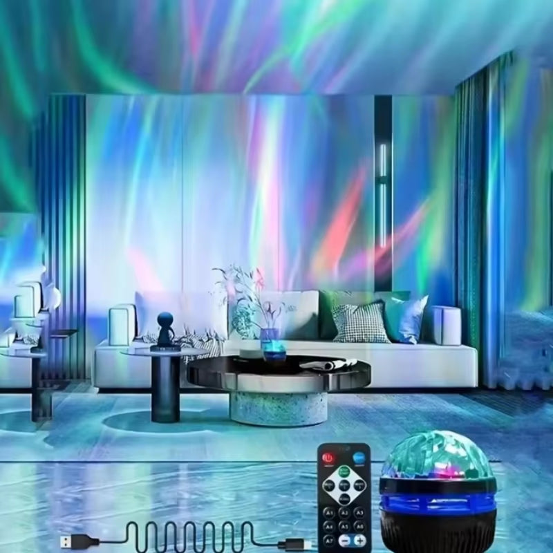 2-in-1 Starry Night Light Projector with Northern Lights and Ocean Waves, 7 Color Modes, and Remote Control