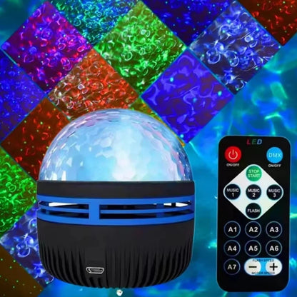2-in-1 Starry Night Light Projector with Northern Lights and Ocean Waves, 7 Color Modes, and Remote Control