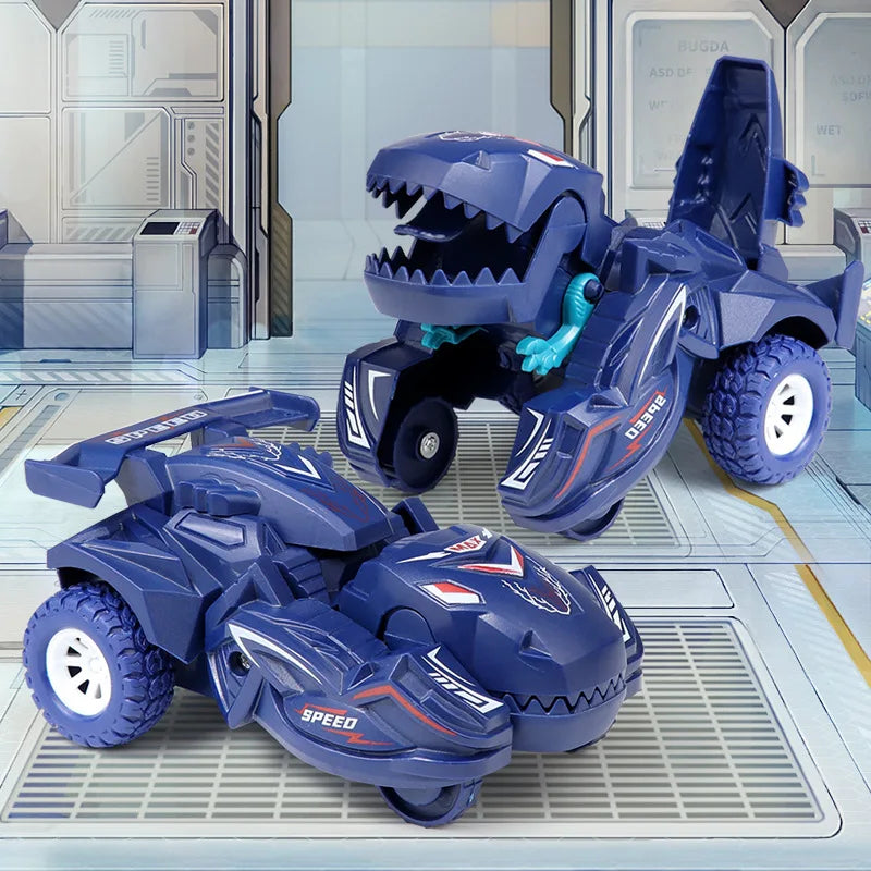 2-in-1 Transforming Dinosaur Car with Auto Morphing, Durable Plastic and Bright Colors, Safe for Ages 1+
