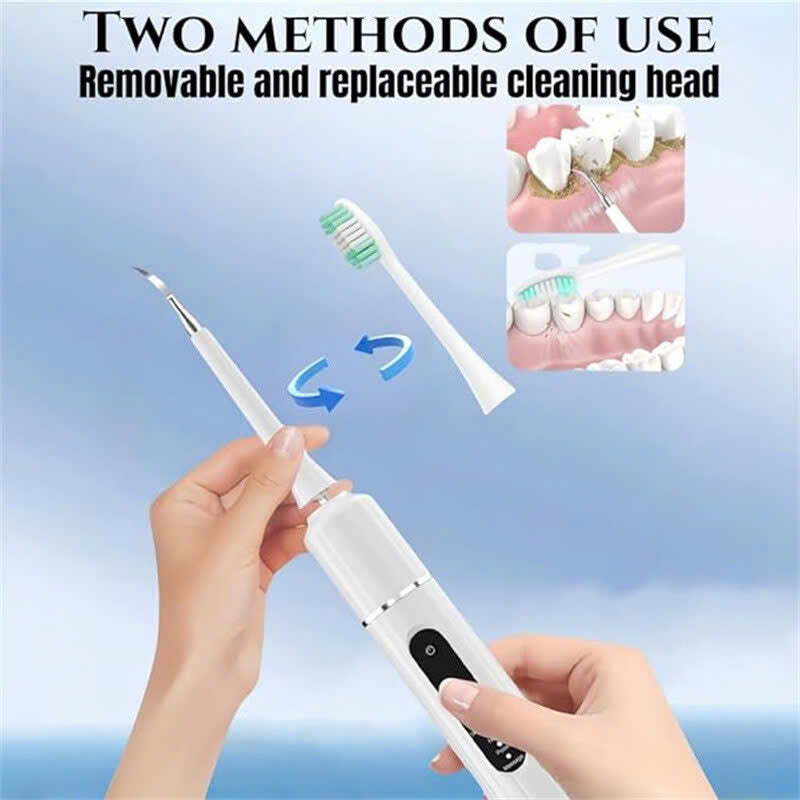 2-in-1 Ultrasonic Tooth Cleaner & Electric Toothbrush – Waterproof, USB Rechargeable, Compact Portable Design