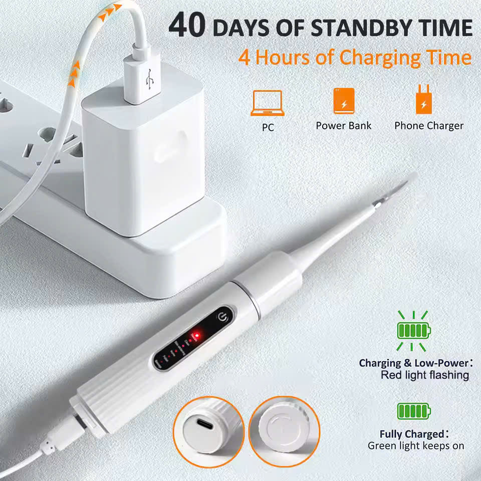 2-in-1 Ultrasonic Tooth Cleaner & Electric Toothbrush – Waterproof, USB Rechargeable, Compact Portable Design