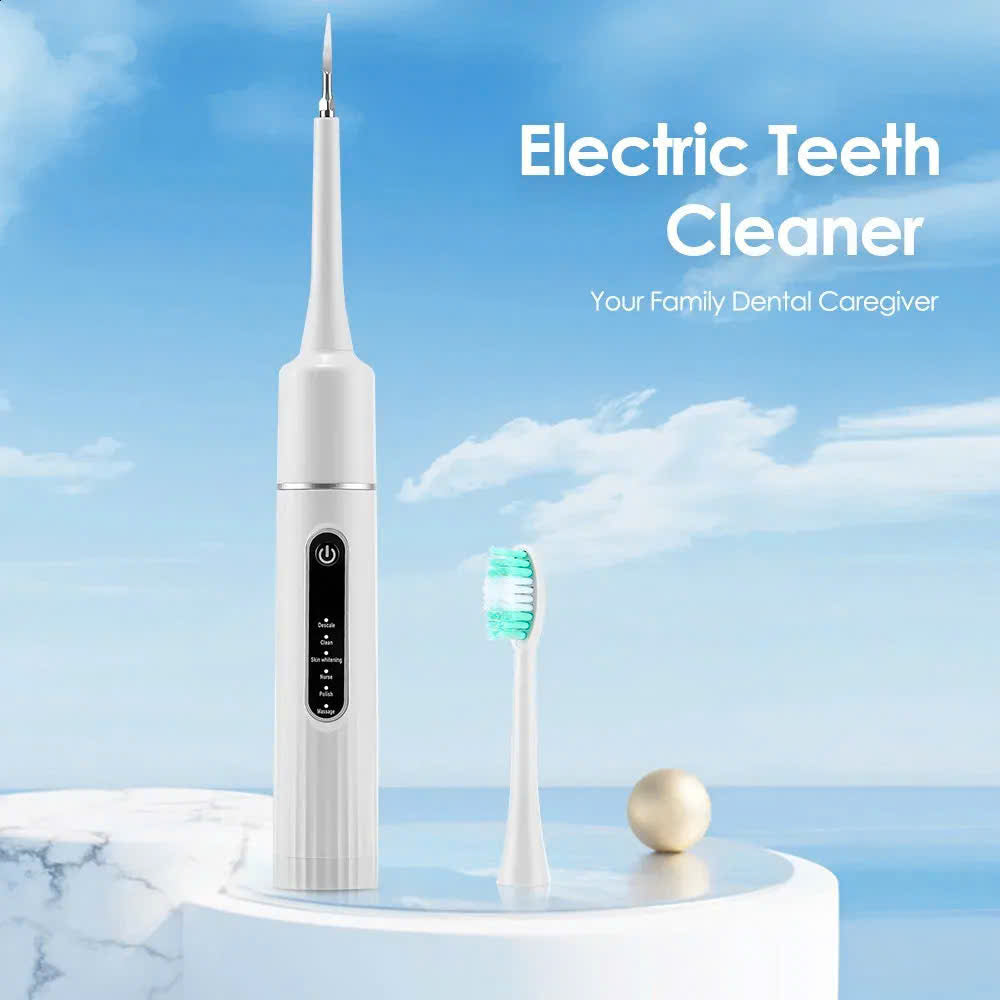 2-in-1 Ultrasonic Tooth Cleaner & Electric Toothbrush – Waterproof, USB Rechargeable, Compact Portable Design