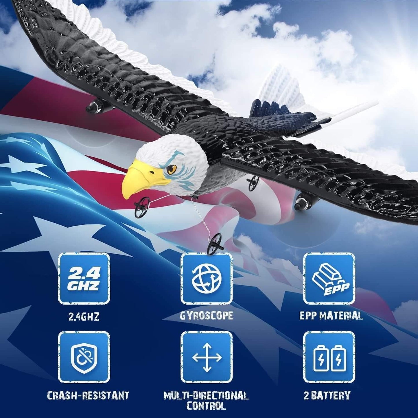 2.4GHz Remote Control Eagle Bird with Built-in Battery, Safe for Ages 8+